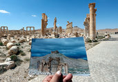 Diadalív Palmyra városában az ISIS megszállása előtt és után