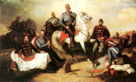 Táborozó huszártisztek 1848-1849 folyamán Lotz Károly festményén