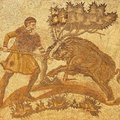 Vadkant leszúró római katona egy ókori mozaikon