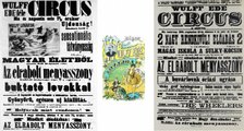 A Wulff Cirkusz plakátjai és műsorfüzetének borítója: a bemutatott látványosságok jelentős része nem klasszikus artista produkció volt, a műsor inkább a Barnum-stílusú cirkuszi show-hoz állt közel (6)