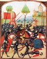 Az 1455-ös St. Albans-i csata (kép forrása: Pinterest)