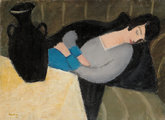 Berény Róbert: Alvó nő fekete vázával (kép forrása: index.hu)