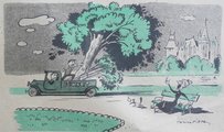 Az újságrajz alapját adó hír szerint fákat ültettek át 1950-ben a Népligetből a Városligetbe. A karikatura aláírásában a ligeti padon ülő, kötögető néni így kiált a kertészeknek: Halló, kérek ide a napra egy jó lombosat! (Toncz Tibor rajza, Ludas Matyi, 1950)