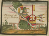 Huitzilopochtli ábrázolása a spanyol korból (kép forrása: ancient-origins.net)