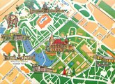 A Városliget népszerű turisztikai látványosságait bemutató térkép az 1970-es években készült képeslapon (13)