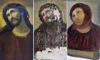 A híres borjai Jézus-freskó az idők során (kép forrása: edge.ua.edu)