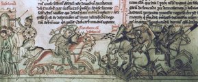 Az 1244-es La Forbie-i csata ábrázolása a Chronica Maiorában