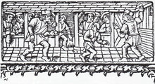 A tenisz korai, ütő helyett tenyérrel játszott változata Franciaországban 1510 körül (kép forrása: Wikimedia Commons)
