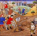 Középkori földművelés egy 1279-ből való ábrázoláson (kép forrása: Wikimedia Commons)
