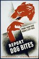 „Jelentsd a kutyaharapásokat! – Clevelandi Egészségügyi Iroda – Élelmiszerbiztonsági és Gyógyszerészeti Hivatal”, 1941. (kép forrása: vintage-everyday.com)