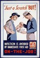 „'Csak egy karcolás' – DE! A fertőzés a legjobban az azonnali elsősegéllyel kerülhető el, a munkahelyen! – WPA [a közmunkákat felügyelő kormányhivatal] biztonsági osztálya, Illinois” Készült 1936 és 1941 között (kép forrása: vintage-everyday.com)