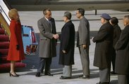 Richard Nixon amerikai elnök fogadása a pekingi repülőtéren (1972) 