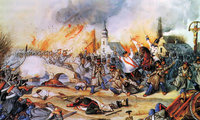 Nem sikerült a főpróba, Dembiński vereséget szenvedett Kápolnánál, Than Mór festménye