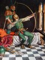 Robin Hood halála előtt kijelöli sírhelyét egy könyvillusztráción