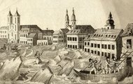 Korabeli metszet az 1838-as árvízról