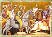 Béla király menekül az őt üldöző mongolok elől (Képes krónika)