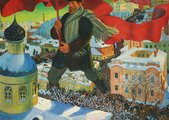 Borisz Kusztogyijev: A bolsevik (plakát, 1920)