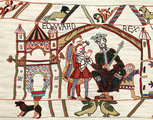 III. (Hitvalló) Eduárd angolszász király és alattvalói ábrázolása a kárpiton