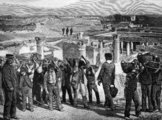 A Pompejinél zajló ásatásokat ábrázoló metszet az 1890-es évekből