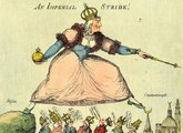 A cárnő nagyhatalmi politikája – amelynek megszervezésében Patyomkin is kulcsszerepet vállalt – Európa-szerte felháborodást keltett (1791-es karikatúra)