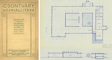 Az 1908-as városligeti kiállítás katalógusának címoldala (jobbról), balról pedig a Csontváry-múzeum Gerlóczy Gedeon által készített koncepcióterve (ArtMagazin, 2016. 4. szám, epa.oszk.hu)