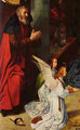 József a kép bal szélén, az oszlop mellett áll, családjától távol, elkülönülve. 