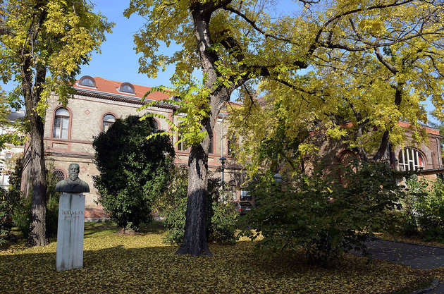 Az egyetem budapesti campusa, Tormay Béla szobrával (Wikipedia / Terbócs Attila / CC BY-SA 4.0)