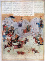 Nagy Sándor és III. Dareiosz perzsa király harca egy középkori perzsa illusztráción