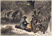 Amerikai csapatok téli szálláshelyen a függetlenségi háború idején