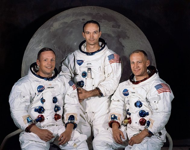 Az Apollo–11 személyzete: Neil Armstrong (b), Michael Collins (k) és Edwin 