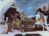 A sárkányt legyőző Szent György Paolo Uccello festményén (1470 körül) (kép forrása: Wikimedia Commons)