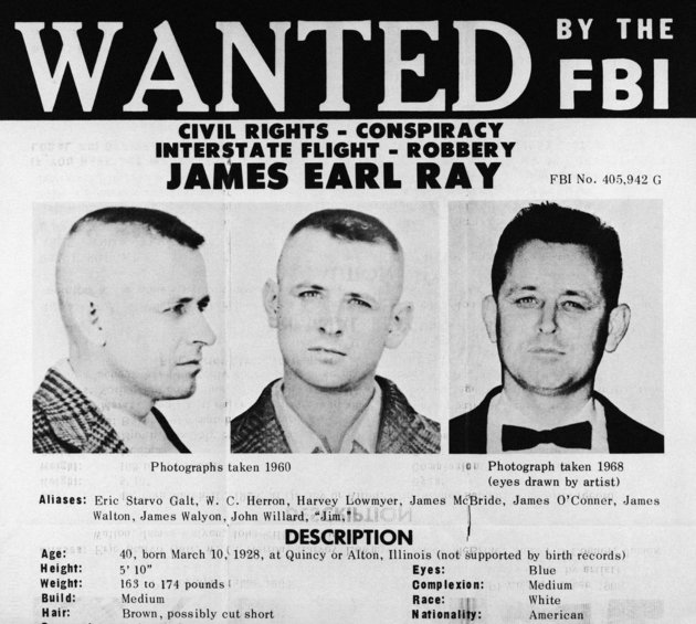 James Earl Ray körözési plakátja