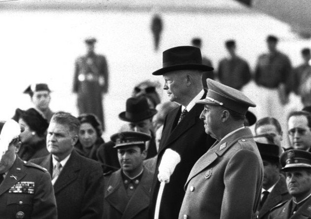 Franco Dwight Eisenhower amerikai elnökkel Madridban, 1959.