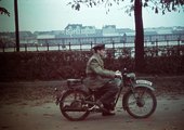 Műegyetem rakpart, szemben a Közraktárak, Ardie VF 125 típusú német gyártmányú motorkerékpár (1940)