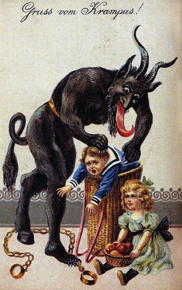 „Üdvözlet a krampusztól!” (képeslap a 20. század elejéről)