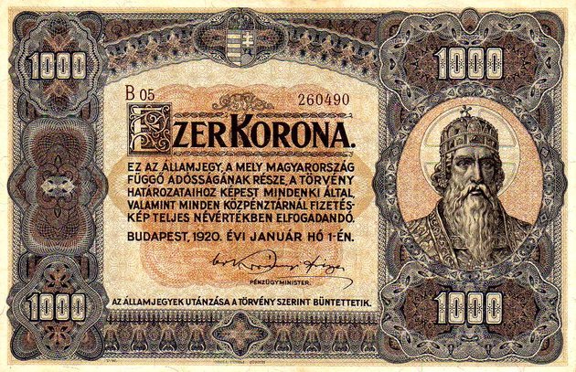 Ezerkoronás Szent István képével, 1920