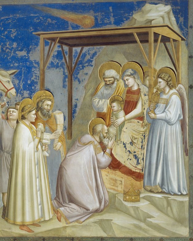 A háromkirályok imádása Giotto di Bondone a páduai Scrovegni-kápolnában 1305-1306 között festett freskóján