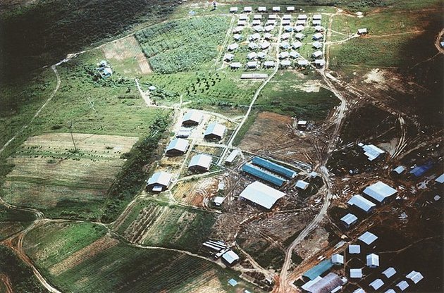 A jonestowni telepről készített légifelvétel