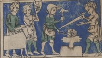 Középkori kovácsműhely (kép forrása: medievalists.net / Bibliothèque Nationale de France)