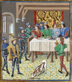 János francia király elrendeli, hogy fogják el II. Károlyt (Jean Froissart krónikájából)