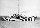 Az HMS Kildangan brit hadihajó „káprázat” festéssel