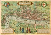 London, a Temze déli partján Southwark, nyugatra pedig Westminster egy későbbi térképen