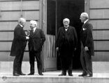 Lloyd George angol miniszterelnök, Vittorio Orlando olasz elnök, Georges Clémenceau francia elnök és Woodrow Wilson amerikai elnök