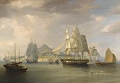 William John Huggins: Az ópiumhajók a kínai Lintinnél, 1824. (kép forrása: Wikimedia Commons)