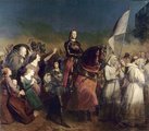 Jeanne d'Arc hívei körében Hendrik Scheffer 1843-as festményén (kép forrása: Wikimedia Commons)