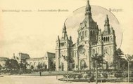 A Közlekedésügyi Múzeum épülete a jellegzetes kupolával az 1900-as évek elején (képes levelezőlap, magángyűjtemény)