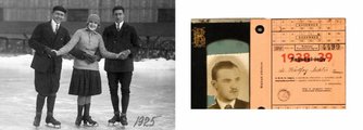 Sportos öltözékű hölgyek és urak a ligeti jégen 1925-ben (balra), jobbra pedig dr. Bártfay Miklós bérletként szolgáló tagsági jegye az 1938–39-es korcsolyaszezonra (balra Fortepan, jobbra magángyűjtemény)