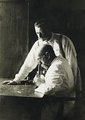 Robert Koch (ül) és Richard Pfeiffer munka közben (kép forrása: Getty Images)
