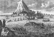 Holland bálnavadászok Jan Mayen szigeténél a 18. században (kép forrása: Wikimedia Commons)
