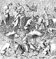 Különböző kutyafajták egy 14. századi illusztráción (kép forrása: Wikimedia Commons)